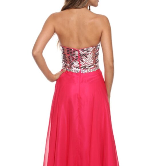 New Strapless A-Line Rhinestones Embellished Prom Gown w/ Sweetheart Neck JT 543 - Picture 6 of 8